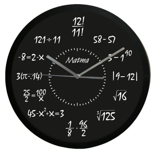 Zegar matematyka #11 czarny/płynący