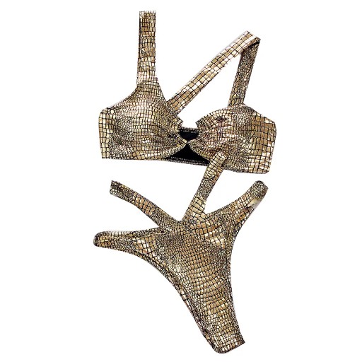 One Shoulder Hollow Swimsuit Color Bikini Push-Up