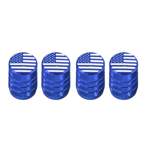 de-4x Bike Valve Caps with flag pattern / Bicycles/ Motorcycles/ Truck Blue