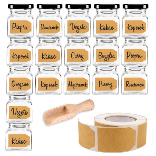 SŁOIK 120ml 20 sztuk na PRZYPRAWY + ETYKIETY 300x