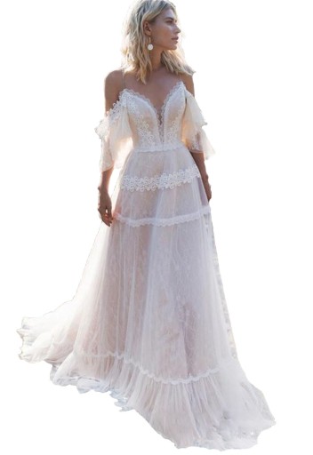 SUKNIA ŚLUBNA boho LINIA-A ROMANTIC 38 M