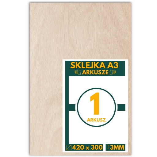 SKLEJKA 3MM DO LASERA KLASA 1 / 2 FORMATKA A3 1 SZTUKA