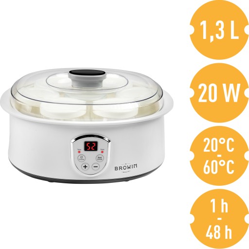 JOGURTOWNICA z termostatem 20-60°C + słoiki 7szt