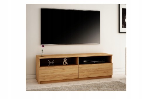 SZAFKA RTV LUNA 160 DĄB CRAFT ZŁOTY / POŁYSK / MAT
