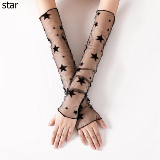 New Ultra-Thin Elasticity Tulle Mesh Gloves Elegant Women Sexy Black
