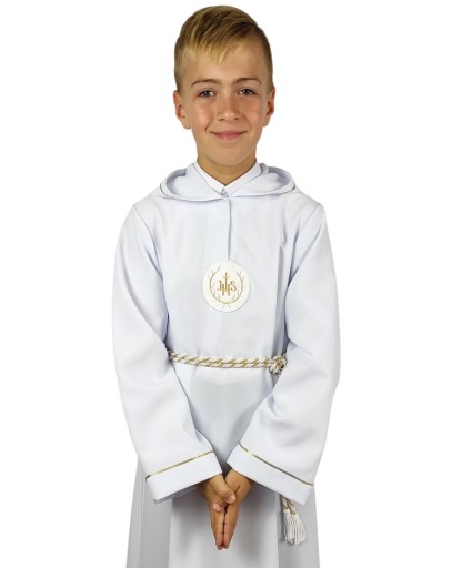 Alba komunijna - z kapturem dla chłopca - r. 140
