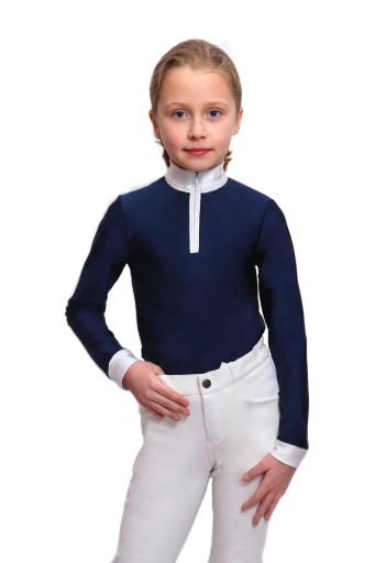 KOSZULA KONKURSOWA DZIECIĘCA Z DŁUGIM RĘKAWEM BASIC NAVY r.134