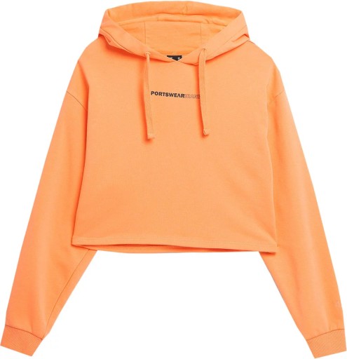 BLUZA DAMSKA Z KAPTUREM DRESOWA SPORTOWA LUŹNA OVERSIZE CROP-TOP 4F