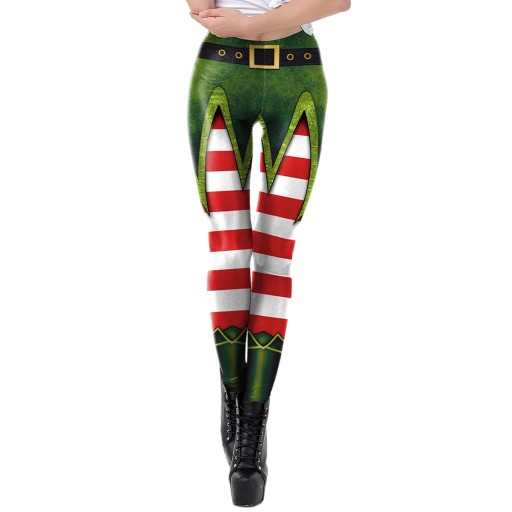 Damskie legginsy świąteczne z nadrukiem Moda na