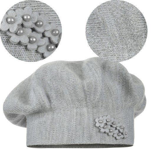 SZARY BERET KLASYCZNY DAMSKI ELEGANCKI ZIMOWY PRODUKT POLSKI MAJKA