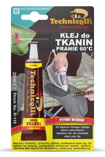 KLEJ DO TKANIN MATERIAŁÓW UBRAŃ TECHNICQLL 20ml