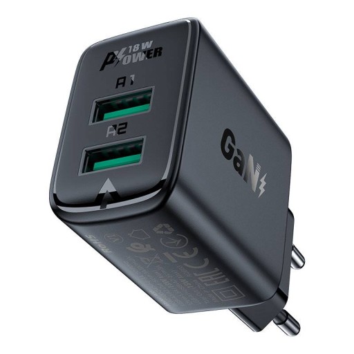 Acefast ładowarka sieciowa 2x USB 18W QC 3.0, AFC