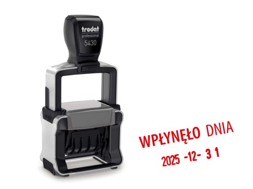 Datownik 5430 z tekstem WPŁYNĘŁO DNIA