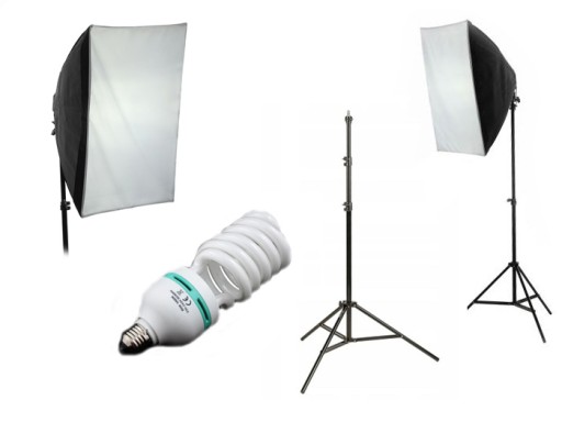 LAMPA STUDYJNA Softbox 50x70cm Żarówka 400W Statyw 230cm Zestaw 4w1 Studio
