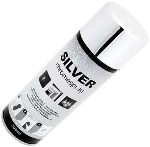 SREBRNY 200ml LAKIER W SPRAYU CHROM CHROMESPRAY