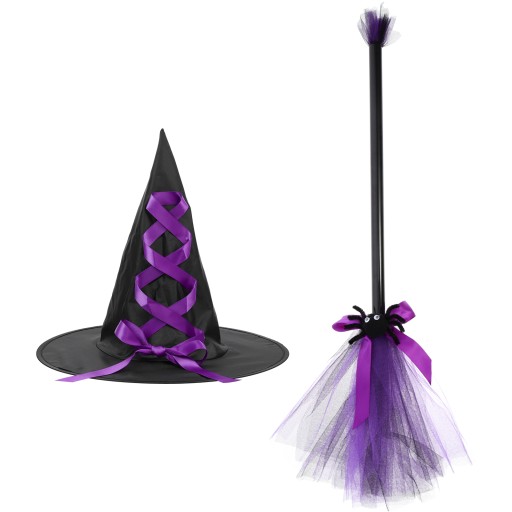 Halloweenowe kapelusze czarownic na miotle rekwizyty do cosplay