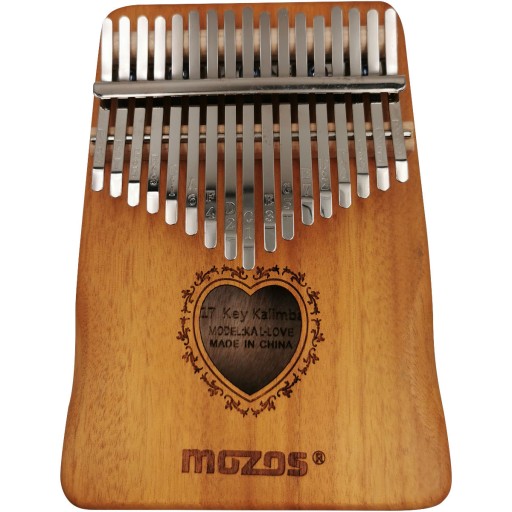KALIMBA DREWNIANA INSTRUMENT AFRYKAŃSKI PIANINO KCIUKOWE WZÓR SERCE ZESTAW