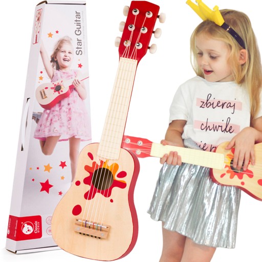 GITARA DREWNIANA DUŻA 6 STRUNOWA AKUSTYCZNA KLASYCZNA CLASSIC WORLD