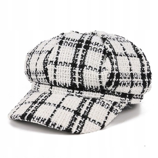 Beret czapka damska kratka z daszkiem military