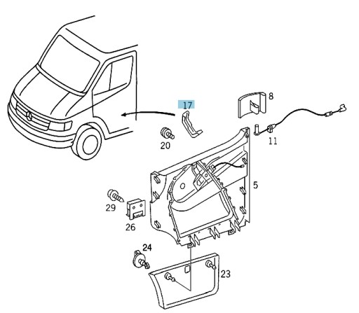 RĄCZKA UCHWYT WEWNĘTRZNY DRZWI MERCEDES SPRINTER