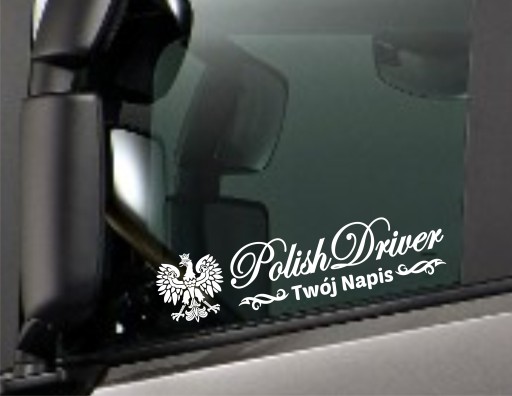 Naklejka na tira POLISH DRIVER IMIĘ Orzełek *Kolory *44cm