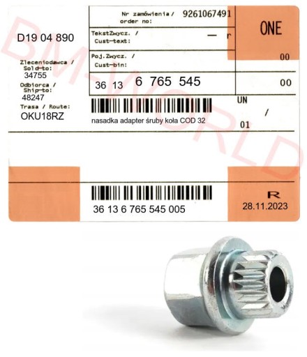 nowa oryg. nasadka adapter śruby koła BMW 32 z ASO