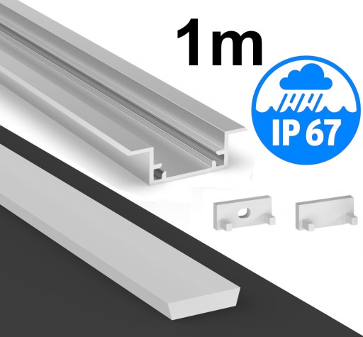 PROFIL LED WODOODPORNY IP67 P11-2 SREBRNY ZESTAW
