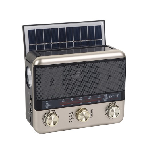Retro Radio Bluetooth Solar LED Latarka microSD Ba
