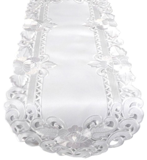 bieżnik 8810 HAFTOWANY 110x40 cm BIAŁY