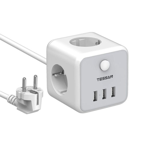 Listwa zasilająca TESSAN 6-gniazdowa z 3 port