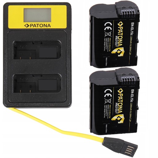 2x PATONA akumulator Protect EN-EL15C + ładowarka