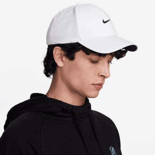 Czapka z daszkiem Nike biała haftowane logo DRI-FIT rozmiar M/L