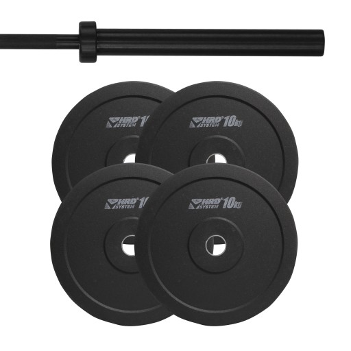 ZESTAW 60 kg OBCIĄŻENIE BUMPER TALERZE Z GRYFEM PROSTYM 220CM OLIMPIJSKIM