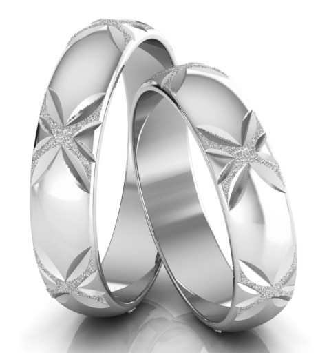 DIAMENTOWANE OBRĄCZKI BIAŁE ZŁOTO 585 PÓŁOKRĄGŁE