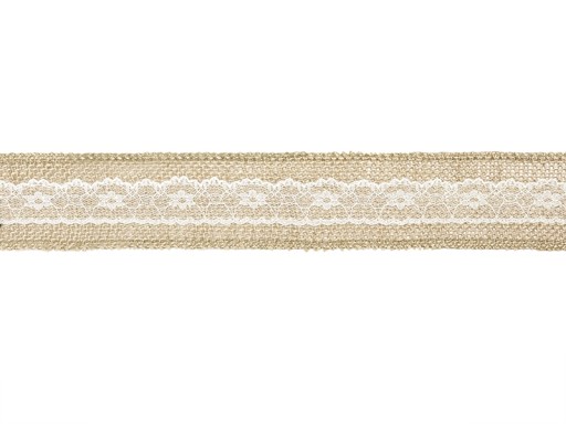 TAŚMA JUTOWA z KORONKĄ DEKORACYJNA WSTĄŻKA 5cm 5m