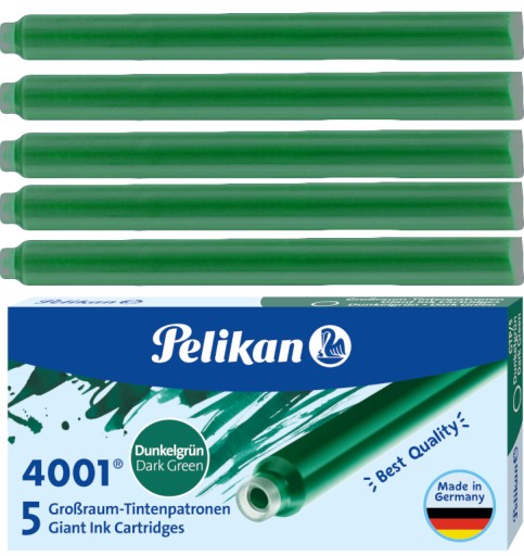 NABOJE PELIKAN DO PIÓR DŁUGIE 5szt GTP/5 ZIELONE
