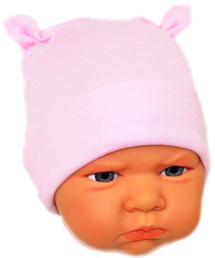 CZAPKA NIEMOWLĘCA NIEWIĄZANA r.38-40cm RÓŻOWA /27/