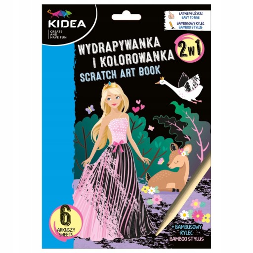 WYDRAPYWANKA KOLOROWANKA 2w1 KSIĘŻNICZKI 6 arkuszy