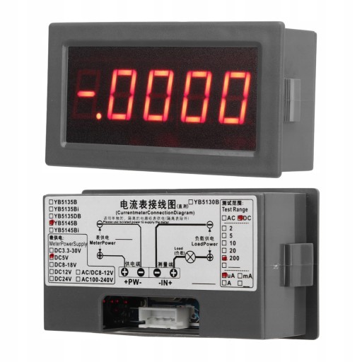 Cyfrowy amperomierz LED DC5V 0-200uA Bezpieczny