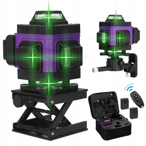 POZIOM LASEROWY z 16 LINIAMI 360 4D , 2 baterie