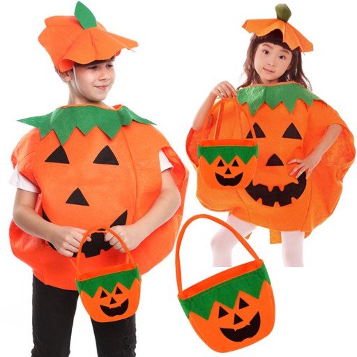 STRÓJ DYNIA KOSTIUM HALLOWEEN ŚWIĘTO DYNI + KOSZYK ZESTAW 3 częściowy 3w1