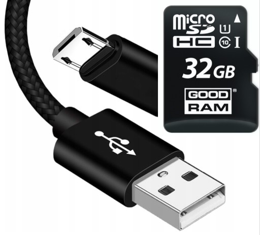 KABEL USB + KARTA PAMIĘCI 32 GB + PUDEŁKO + INSTRU