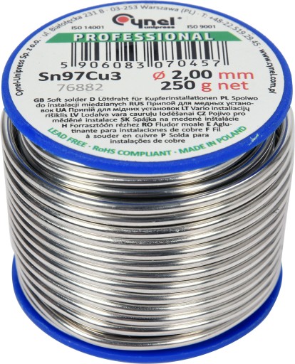 CYNA DO LUTOWANIA MIEDZI SPOIWO DRUT 2.0mm 250g