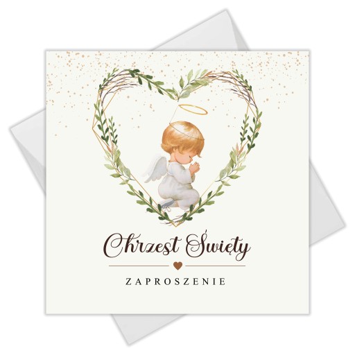 Zaproszenia na Chrzest Święty Aniołek+koperta 1szt