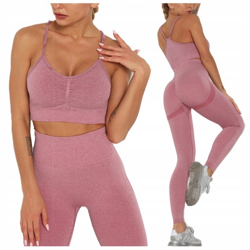 KOMPLET SPORTOWY top legginsy bezszwowe fitness S