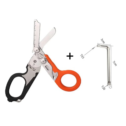 1PC Multi-Functional Tactical Foldable Medical Scissors Ruler Wrench Mini