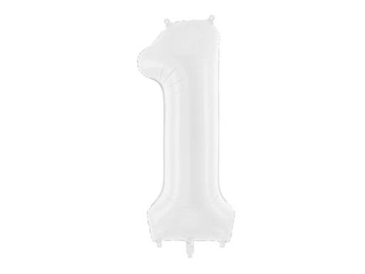 Balon foliowy Cyfra 1, 86 cm, biały
