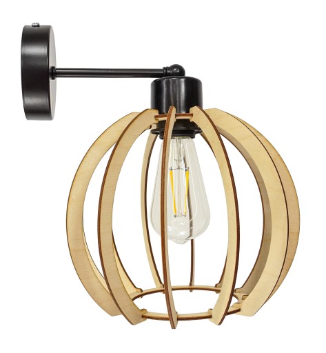 LAMPA WISZĄCA SUFITOWA ŚCIENNA E27 KULA DREWNIANA
