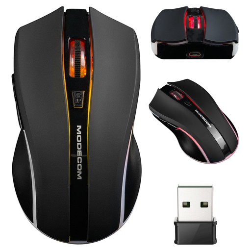 MYSZKA BEZPRZEWODOWA PODŚWIETLANA RGB MODECOM WRM1 SENSOR OPTYCZNY CZARNA