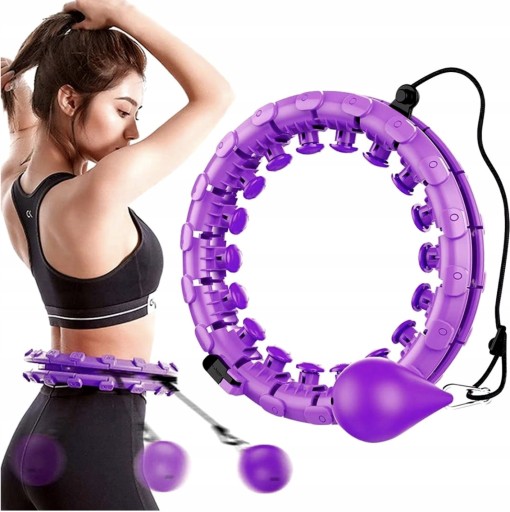 ODCHUDZAJĄCE HULA HOP Z OBCIĄŻENIEM I WYPUSTKAMI MASAŻER FITNESS FIOLET